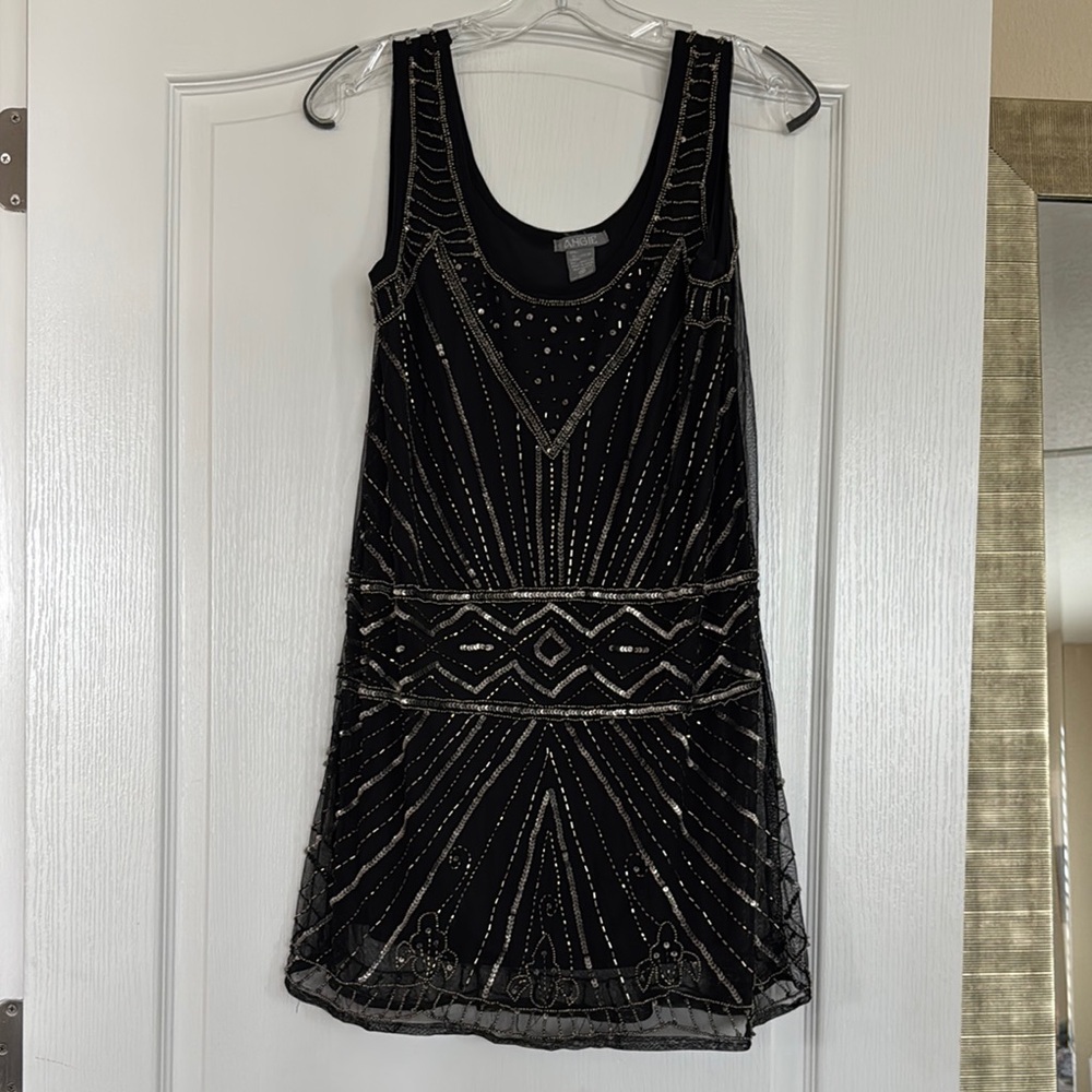 Angie Black and Silver Embellished Sheath Mini Dress